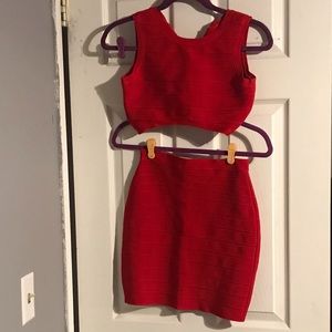 Two piece bandage top and skirt